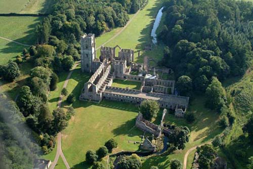 Aerial photograph of Fountains Abbey