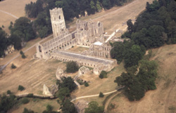 Aerial view of Fountains Abbey