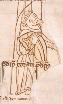 Doodle of a lay-brother in a 13th century Beaulieu manuscript 