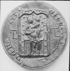 Seal from Kirkstall Abbey depicting the Virgin Mary