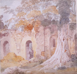 Watercolour of the ruins of Kirkstall abbey by RJ N Rhodes (1782-1854) 