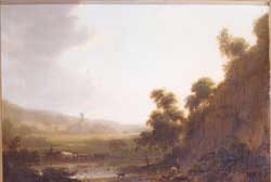  A distant view of Kirkstall Abbey from the west. Oil painting by Joseph Rhodes (1782-1855).