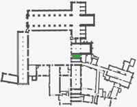 Plan of Kirkstall abbey showing the location of the church