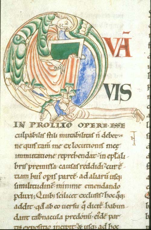 Ms 170 f 6v Cistercians monk at feet of angel