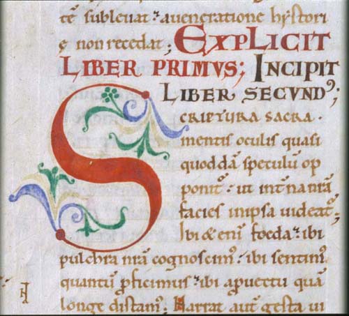 MS 14f 158r the initial S from the Moralia in Job
