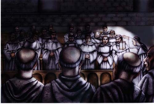 Artist Impression of the monk choir at night
