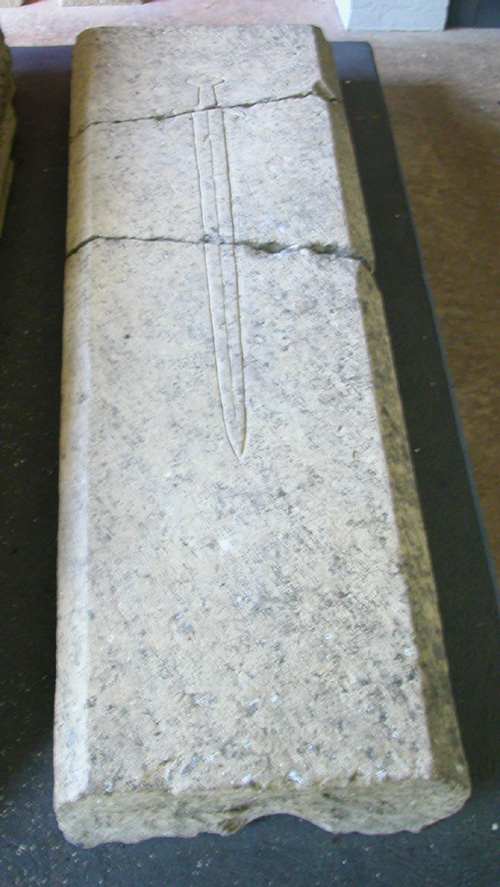 Tomb-cover with sword, reputed to be that of
              Roger de Mowbray
