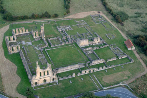 Aerial view of the precinct of Byland Abbey