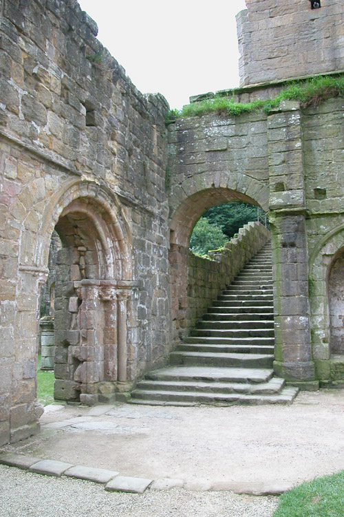 The daystairs leading from the cloister to
              the monks' dormitory, Fountains Abbey