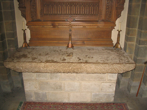 The twelfth century table from the High Altar
              at Byland Abbey, now in St Benet's chapel, Ampleforth Abbey