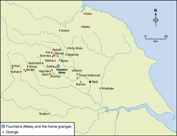 Map of the Granges of Fountaions Abbey© Cistercians in Yorkshire