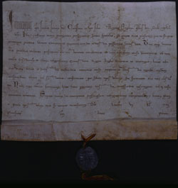 Grant to the Queen of England of permission to enter with ten women the oratories and cloisters of Cistercian and other religious houses for the purpose of prayer, notwithstanding any custom or statute  The Public Record Office