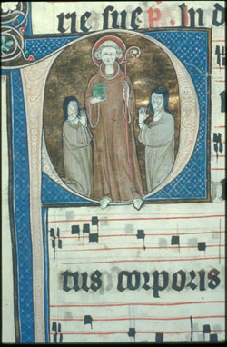 Bernard of Clairvaux flanked by nuns