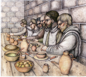 Artist's impression of a lay-brothers' refectory