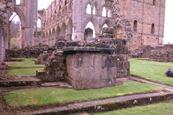 Surviving altar at Rievaulx that shows the Five Wounds
