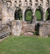 Seats in the abbots porch at Rievaulx, from the south