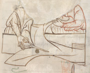Cutting parchment, from the thirteenth-century account book of Beaulieu Abbey© Bristish Library<click to enlarge