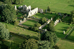 Aerial photo of Jervaulx Abbey