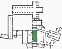 Plan of Kirkstall abbey showing the location of the cloister