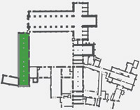 Plan of Kirkstall abbey showing the location of the church