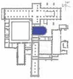 Plan of Rievaulx abbey showing the location of the chapter house