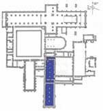 Plan of Rievaulx abbey showing the location of the dormitory