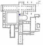 Plan of Rievaulx abbey showing the location of the library