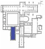 Plan of Rievaulx abbey showing the location of the warming house