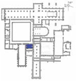 Plan of Rievaulx abbey showing the location of the warming house